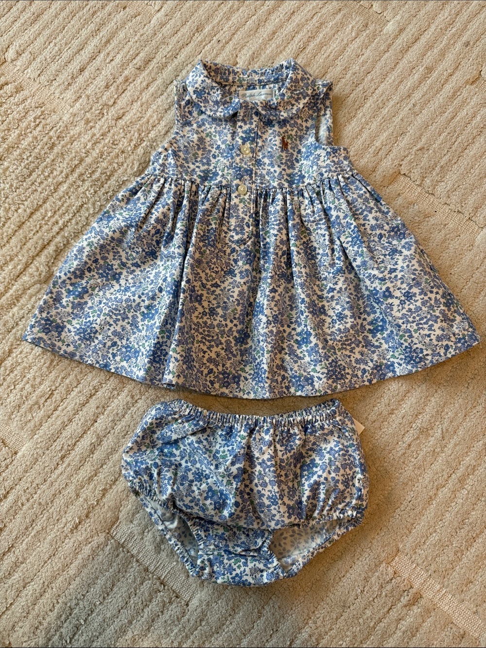 Ralph Lauren Blue Floral Dress with Matching Bloomers